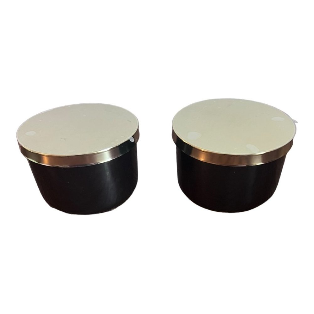 Z Gallerie Storage Duo Set Of 2 Ceramic Canisters Metal Lids 2.5x4 in 8.4oz NEW - Picture 2 of 9